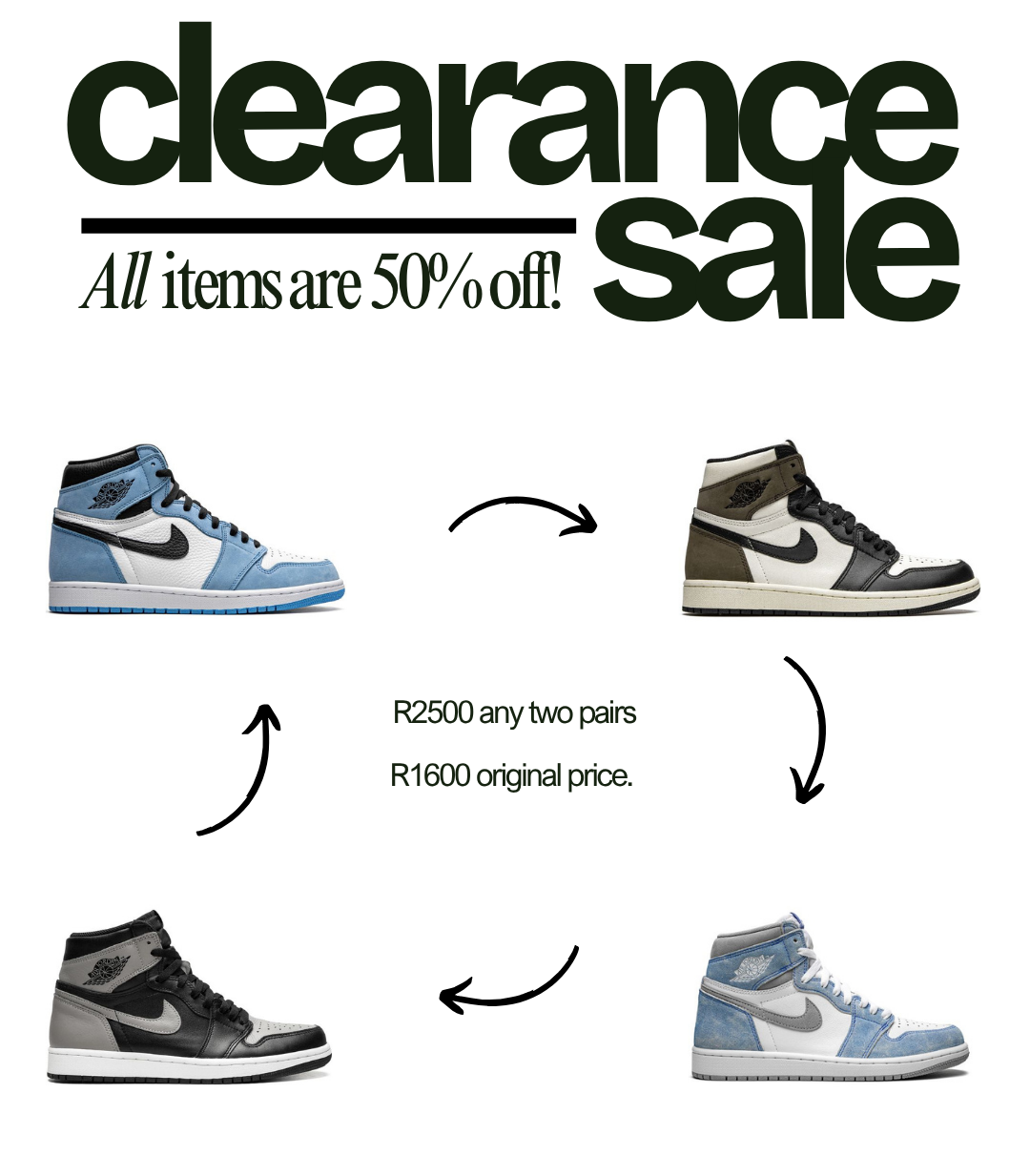 Any 2 Jordan 1's